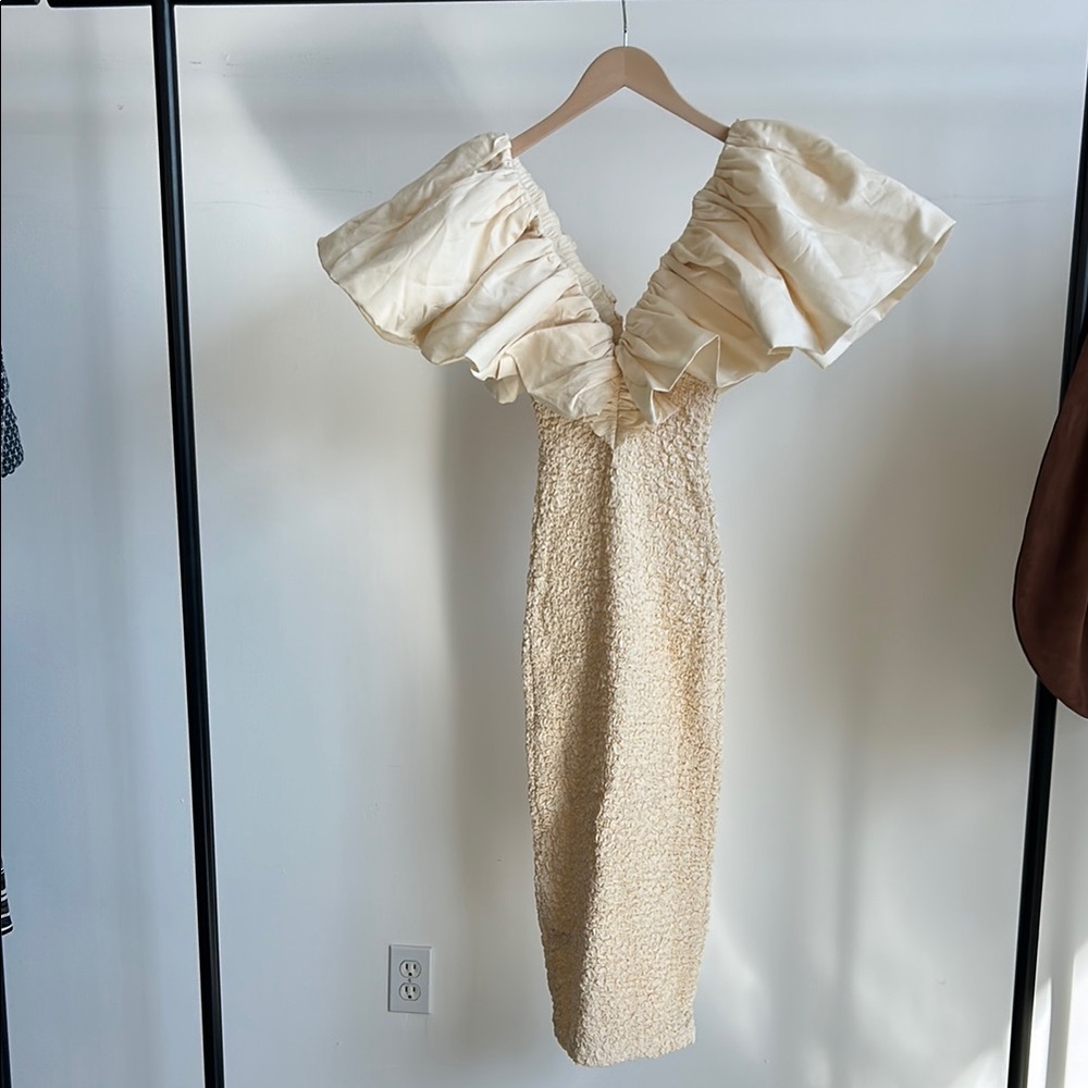 Elegant Cream Ruffle Dress